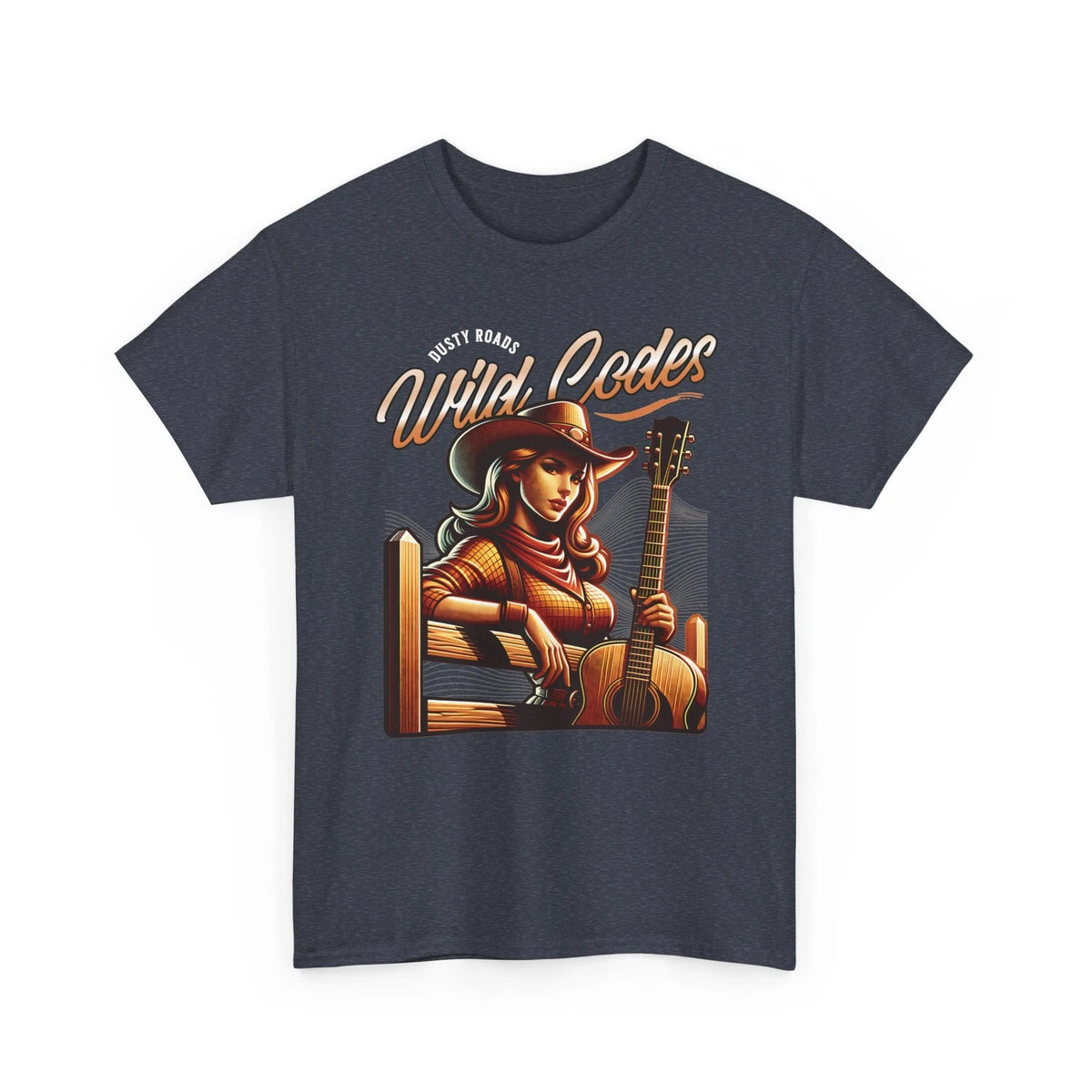 Dusty Roads Wild Codes Shirt Cowgirl Western Acoustic Guitar Country Graphic Tee