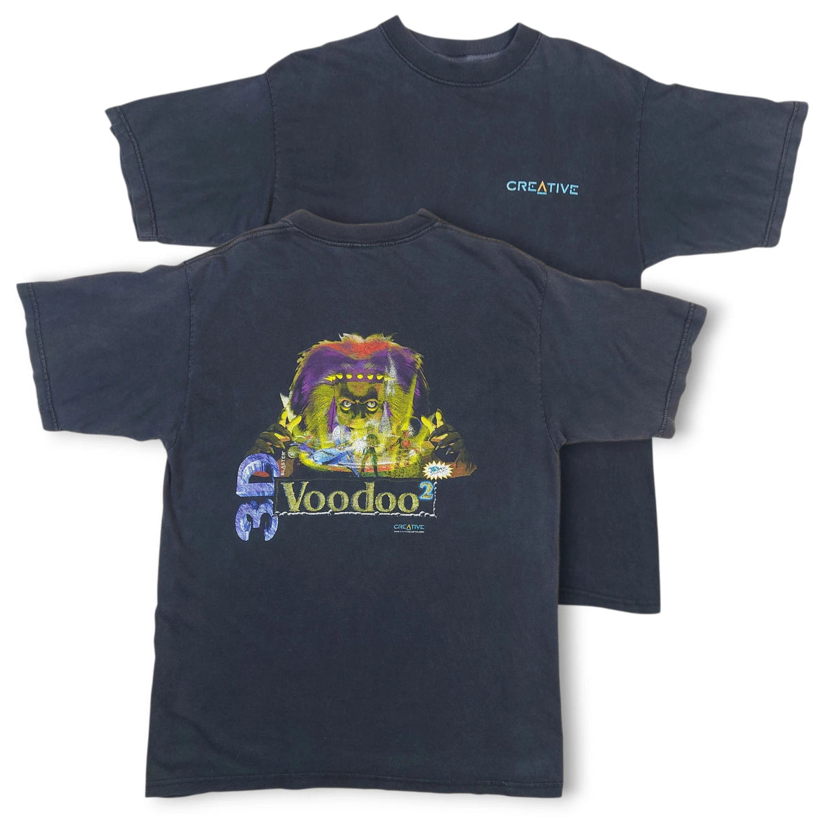 Vintage 90s 1998 Creative 3D Blaster Voodoo2 Video Card Promo Black T-Shirt L