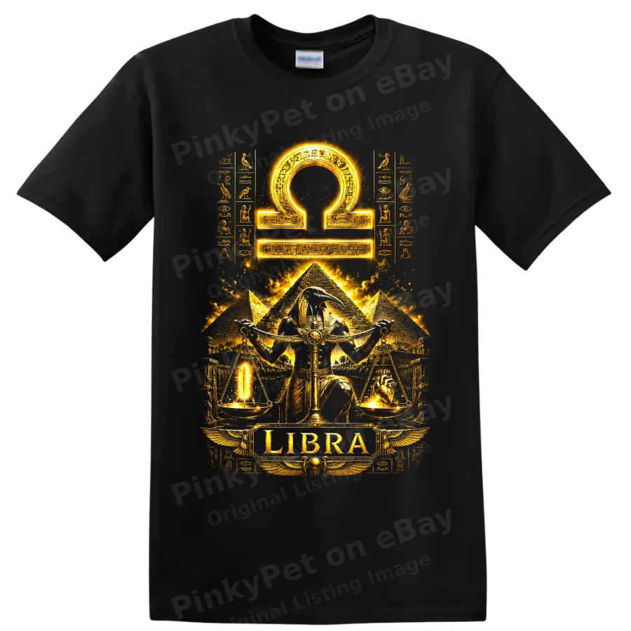 Libra Egyptian Zodiac Sign Ankh Pyramids Astrology T Shirt Graphic Art Design