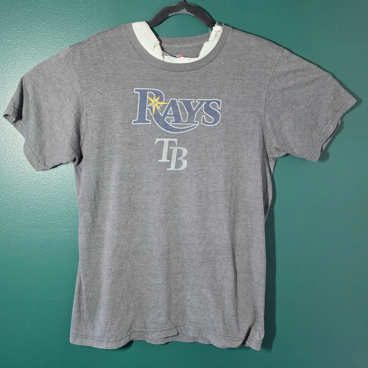 MLB Tampa Bay Rays T Shirt Mens Medium Gray Ring Spun Soft Genuine Merchandise