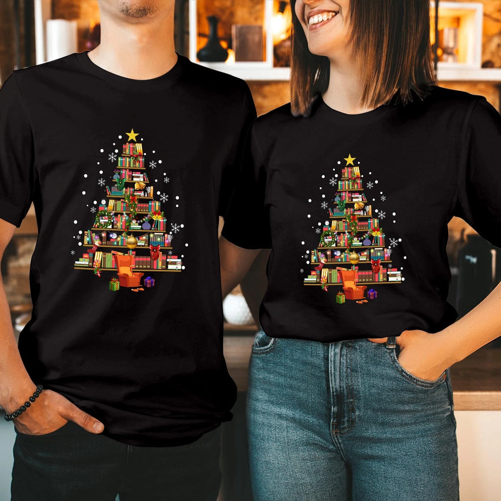 Bookmas Christmas T-Shirt Books Tree Reading Librarian Lover Xmas Gift T-5324
