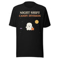 Night Shift Candy Division Halloween T-Shirt – Funny Retro Ghost Graphic Tee