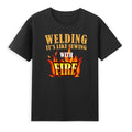 Welding It's Like Sewing With Fire Funny Welder Vintage Men's T-Shirt Gift Tee