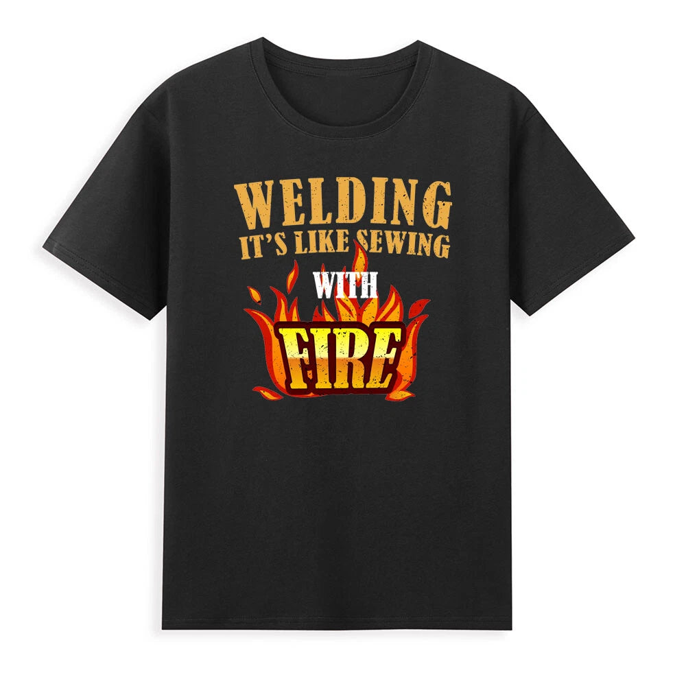 Welding It's Like Sewing With Fire Funny Welder Vintage Men's T-Shirt Gift Tee