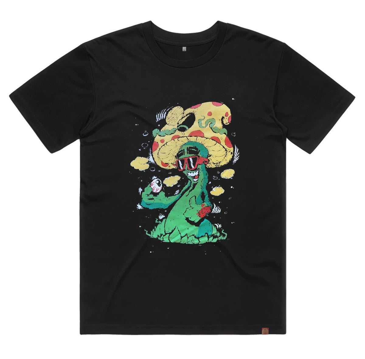 Groovy Trippy Mushroom T-Shirt – Premium Organic Cotton Artistic Tee - Size L
