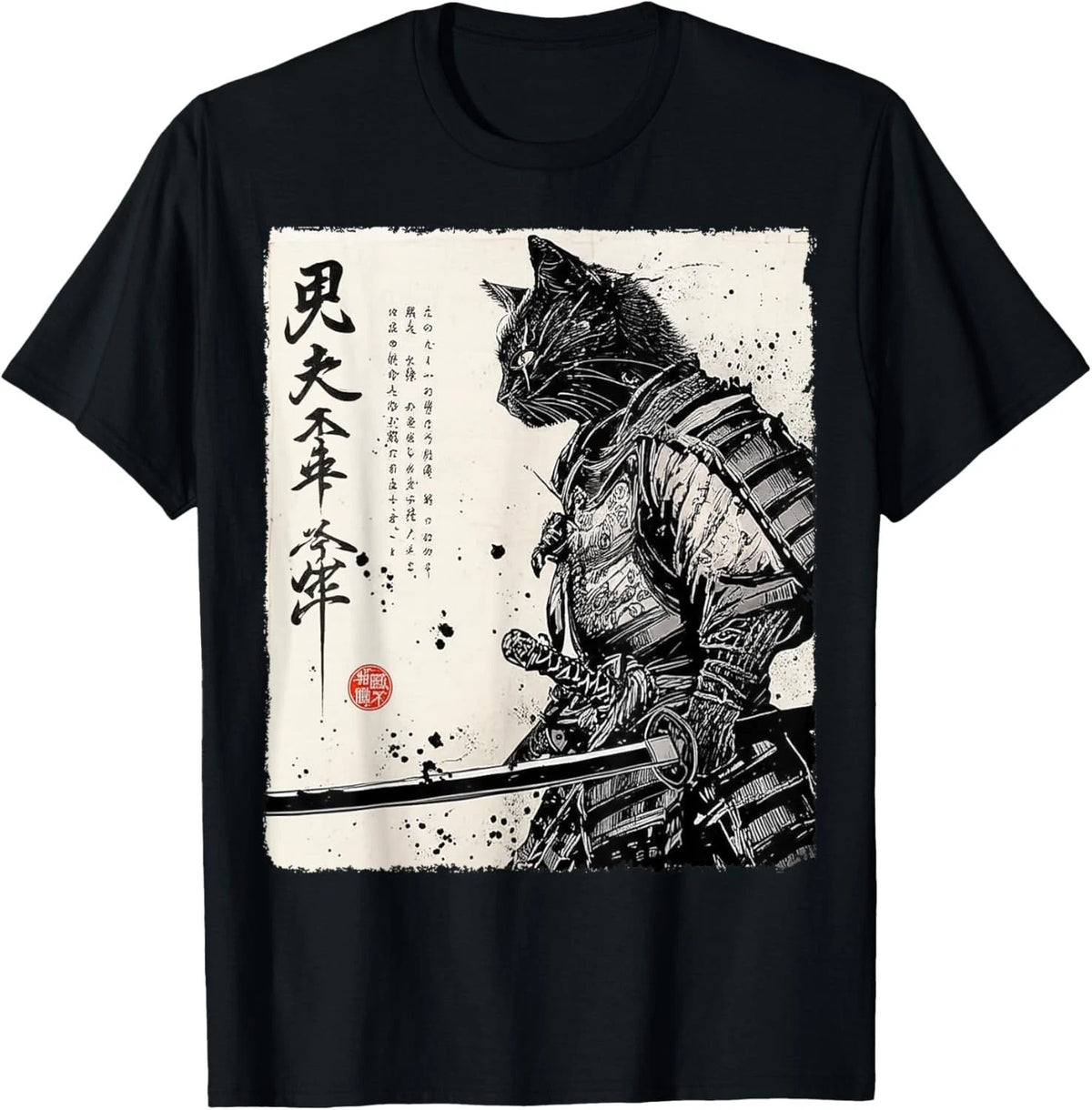 Samurai Cat Japanese Art Anime Gifts Men Women Kid Graphic  unisex T-Shirt