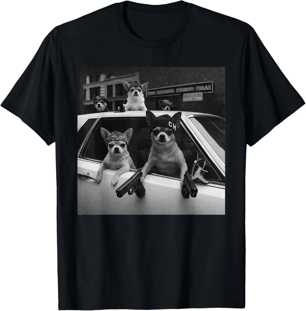 Funny Chihuahua Meme Chihuahua Gangster Dog Street Design Gift Unisex T-Shirt