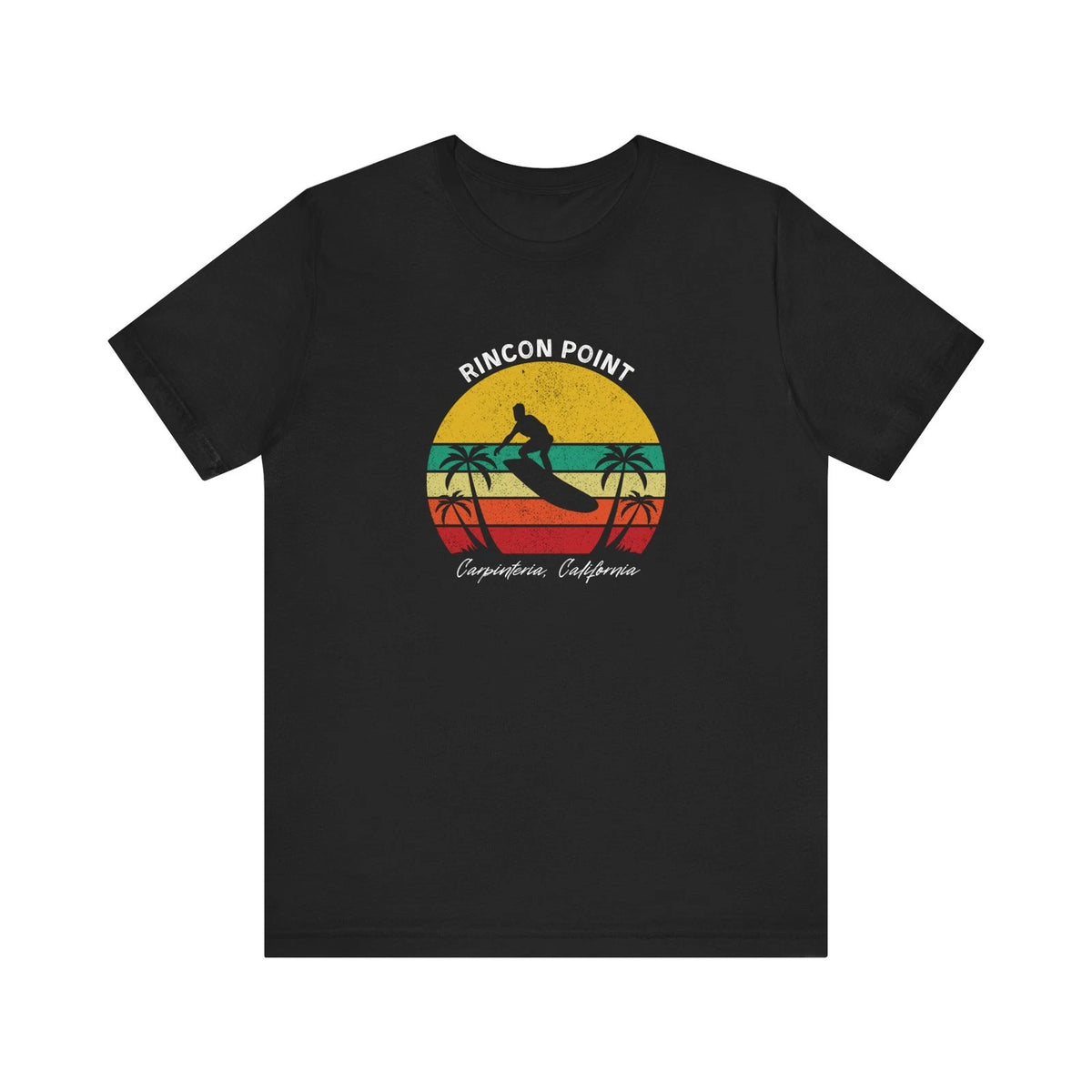 Rincon Point Carpenteria CA Surf T-Shirt Retro Sunset Surfer Men's Tee