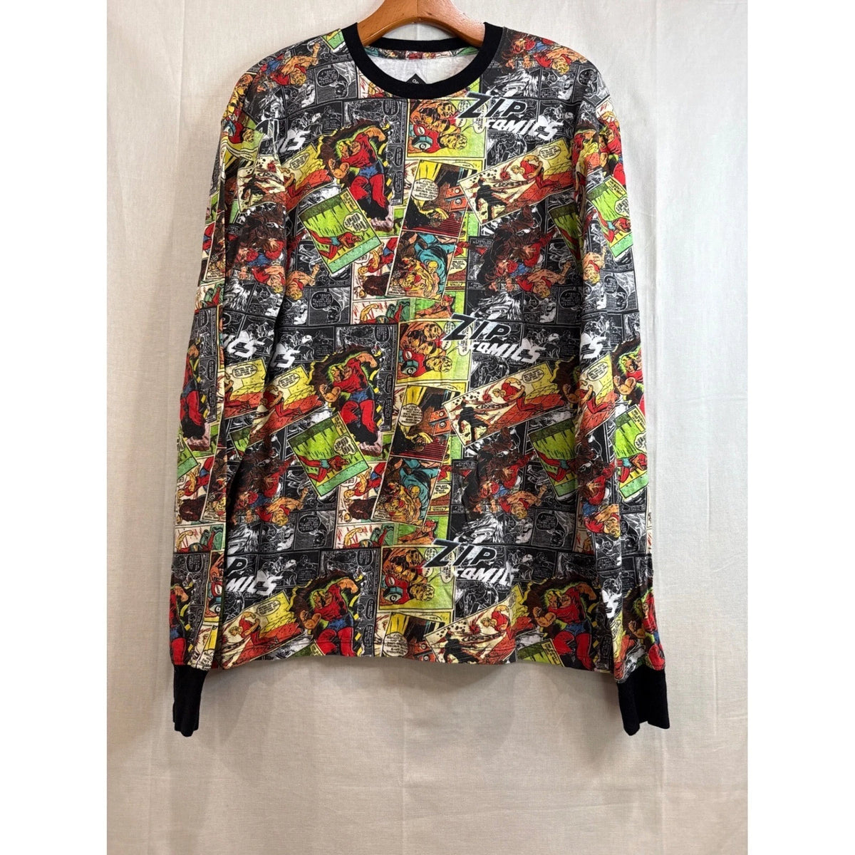 Zip Comics Graphic Print Original Gravity Mens XL Long Sleeve Shirt Cotton NYC