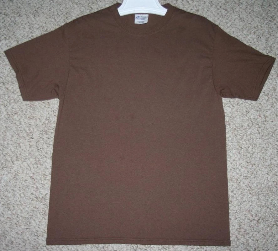 Port & Co. Tee T-Shirt Medium Brown Mens Cotton Polyester Short Sleeve Top 1-808