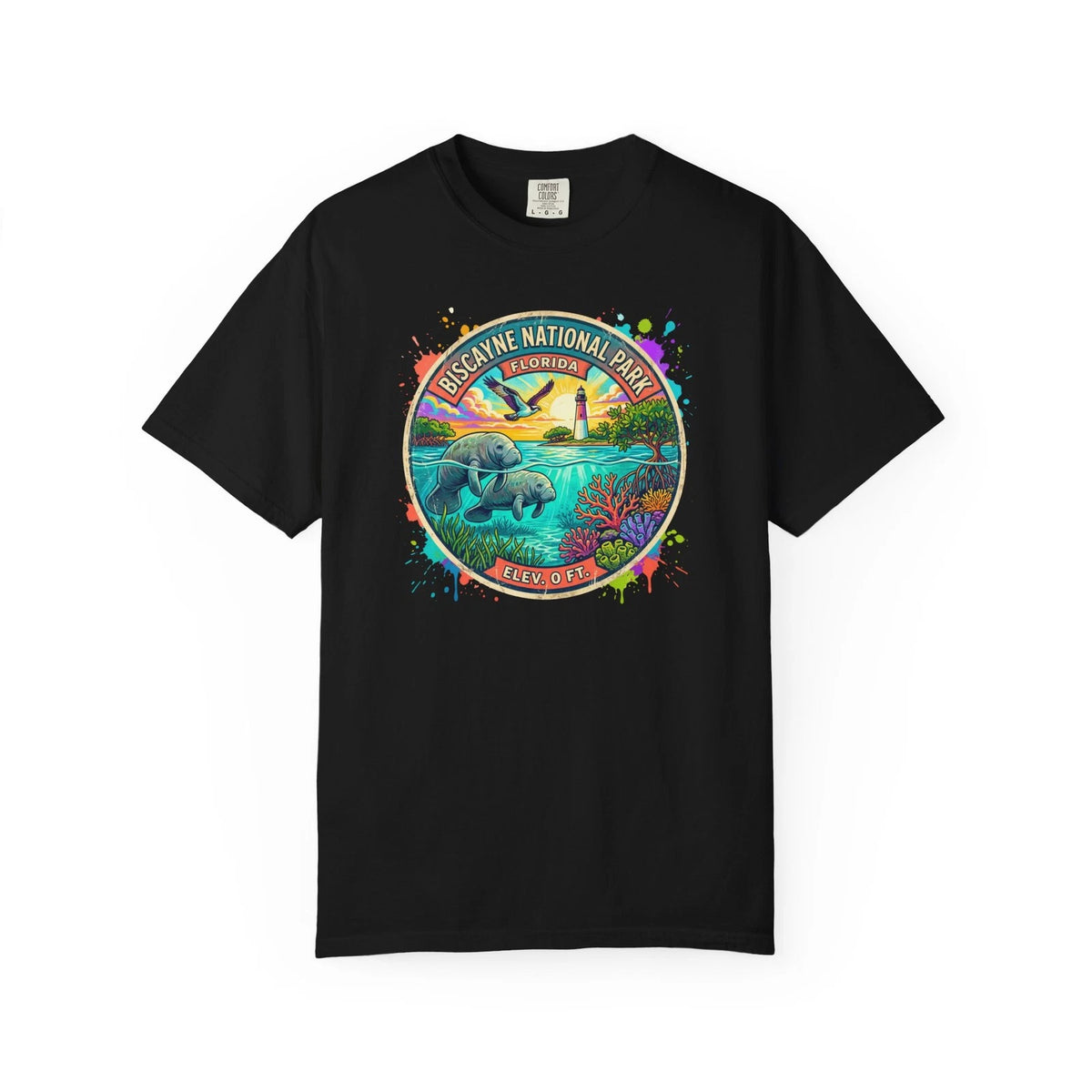 Biscayne National Park T-Shirt | Retro Sunset Manatee Florida Souvenir Design