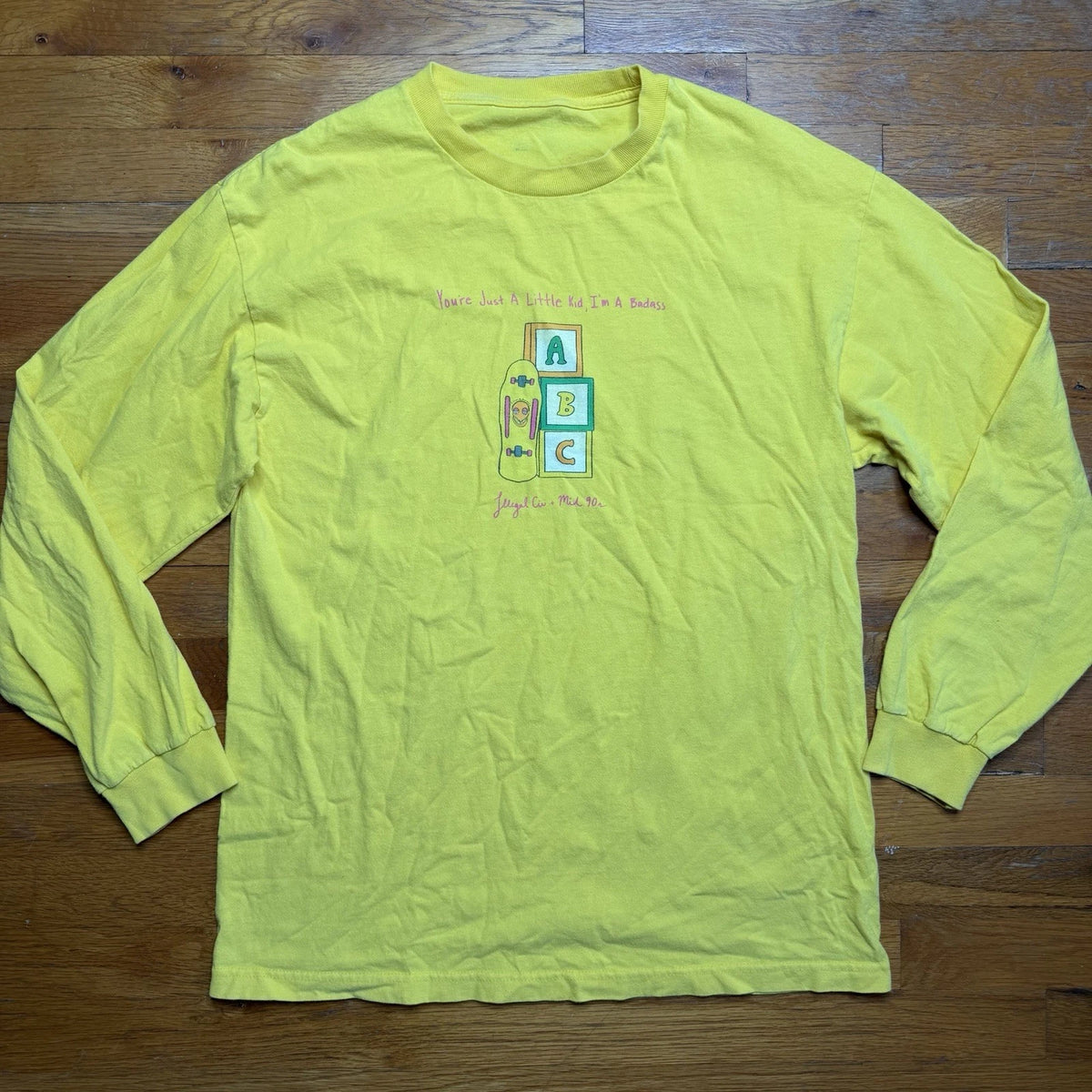Illegal Civilization T Shirt Mens Large Yellow Long Sleeve Graphic Skater Cotton
