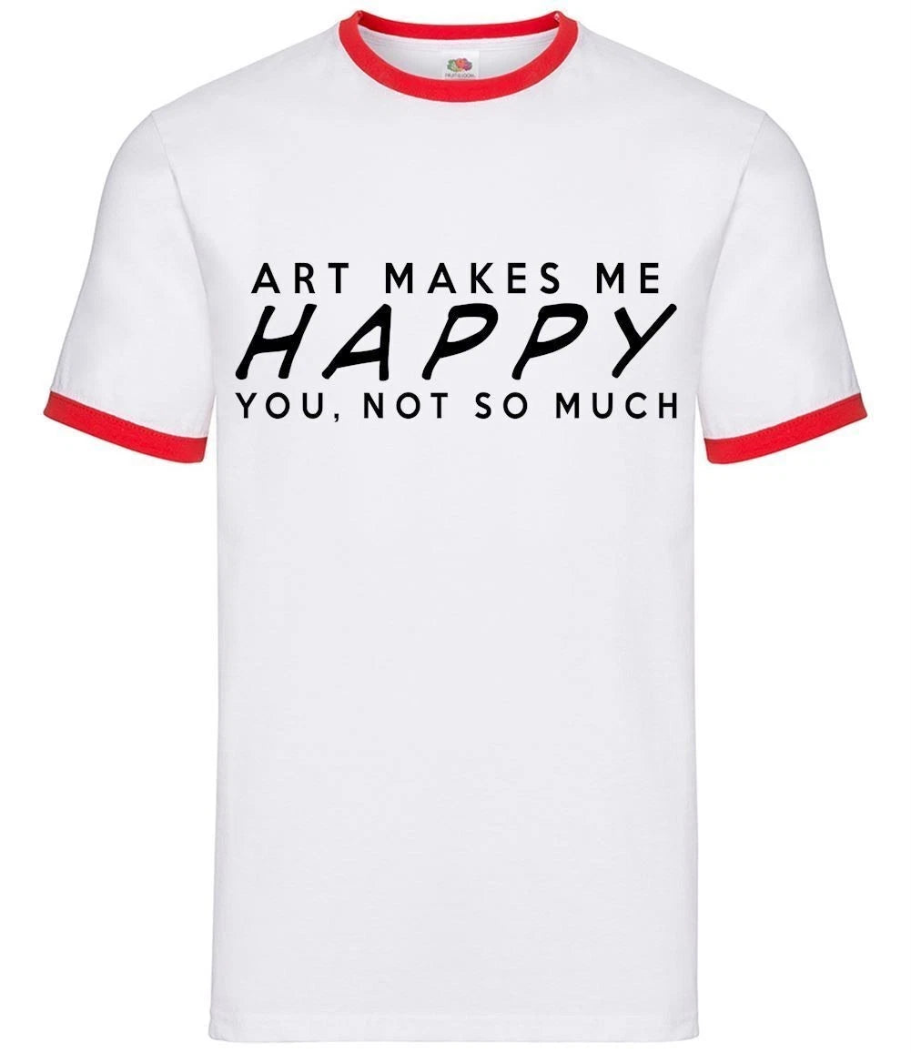 Art Makes Me Happy - Mens Ringer - Artist Painter Designer Creative Craft