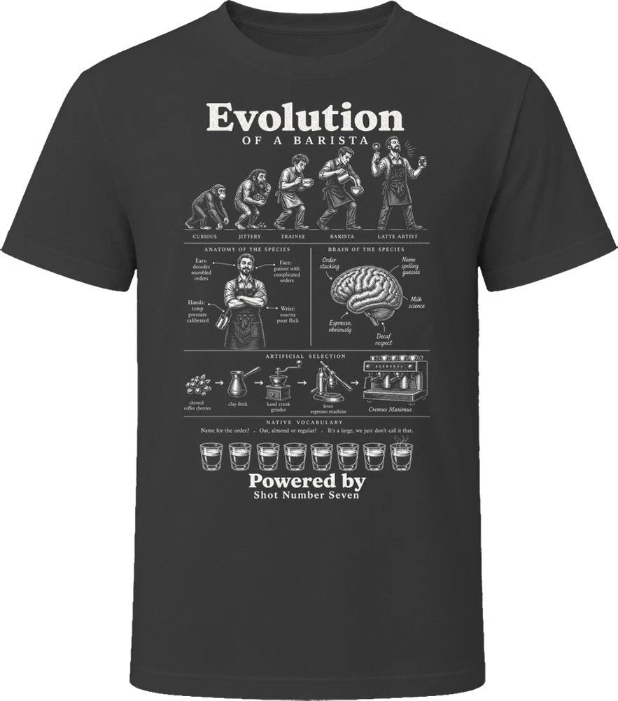 Evolution Of A Barista Funny Coffee Shop Gift T Shirt