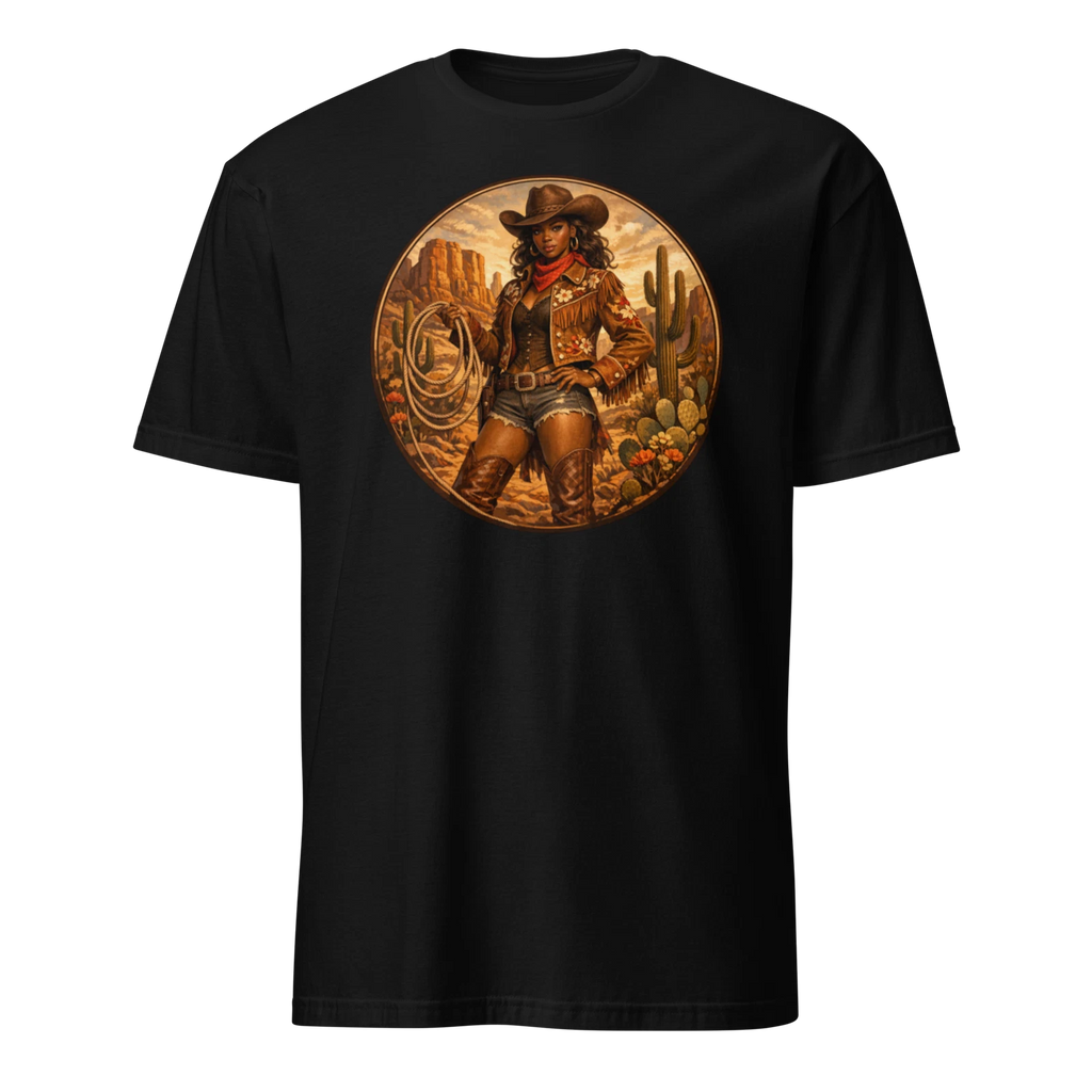 Cowgirl Unisex T-Shirt, desert rodeo horse western wild west mountains riding
