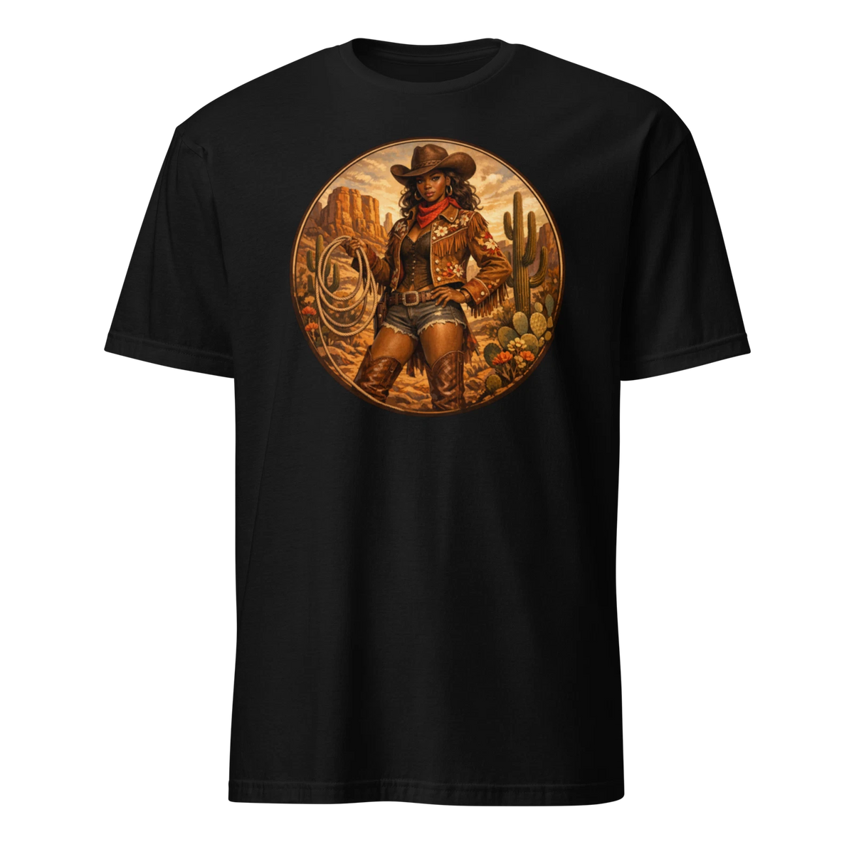Cowgirl Unisex T-Shirt, desert rodeo horse western wild west mountains riding
