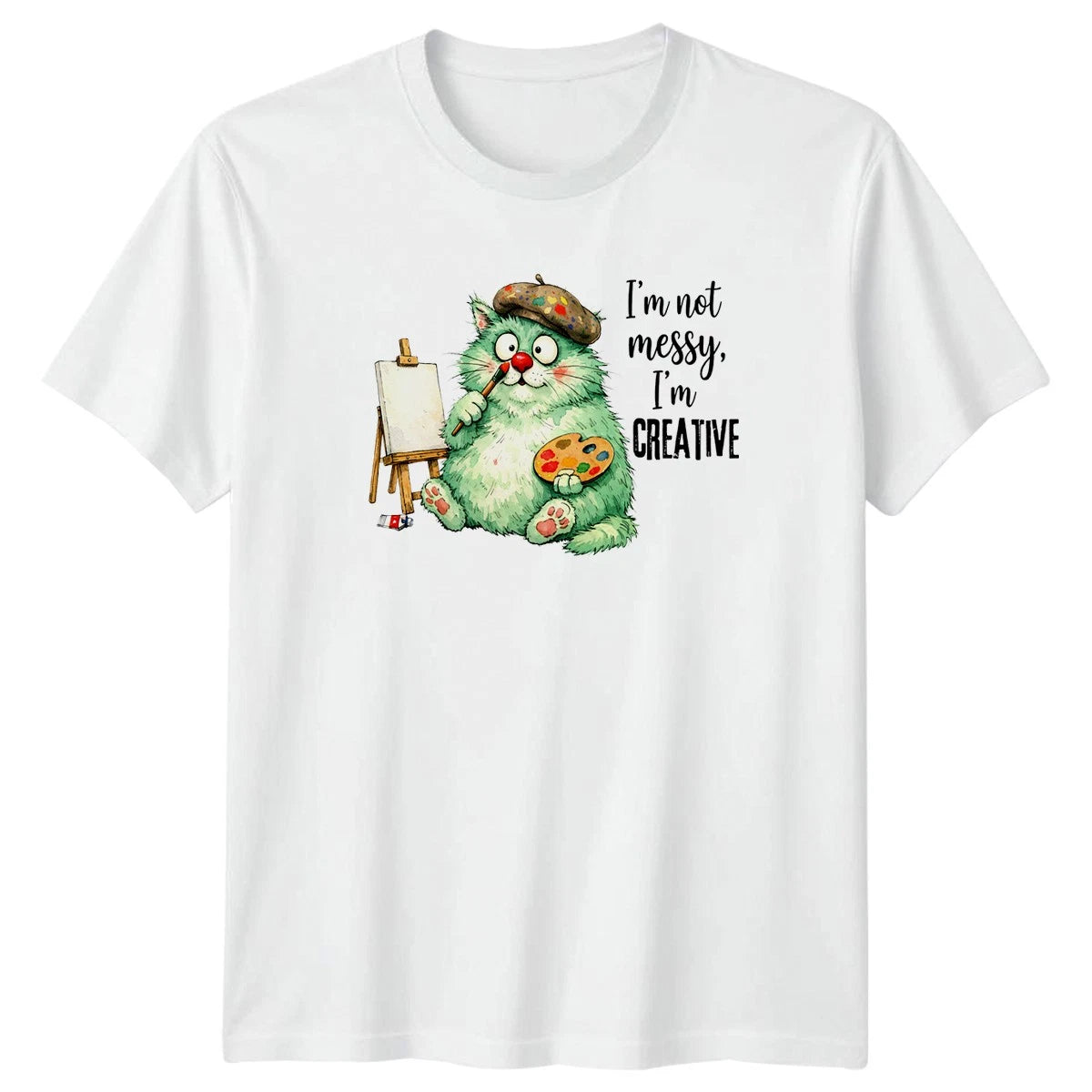Im Not Messy Im Creative T-Shirt Cat Art Painting Birthday Gift For Him And Her