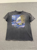 Vintage 90s Jesus T-Shirt Eagle Lightning Mens XL Sun Faded Black Distressed