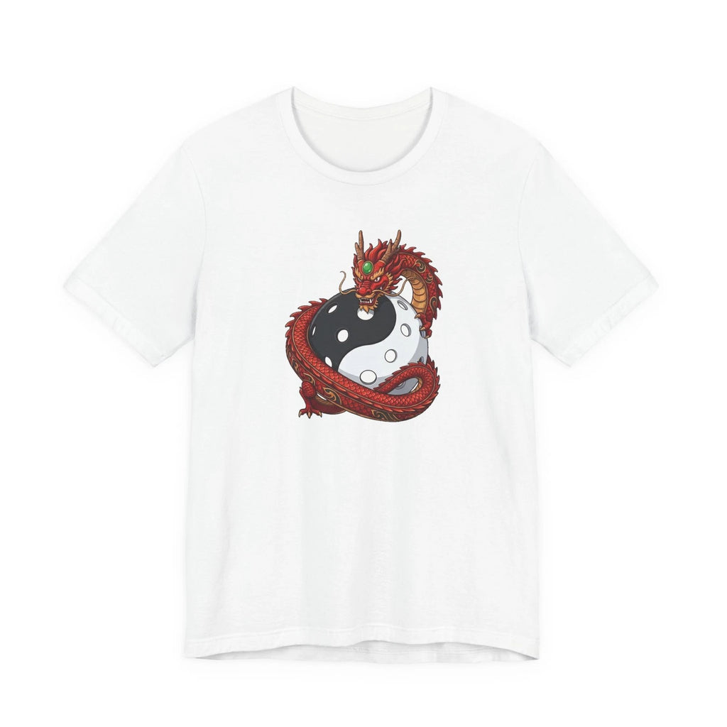 Yin Yang Zen Red Dragon Pickleball T-Shirt Graphic Tee Gift for Men & Women