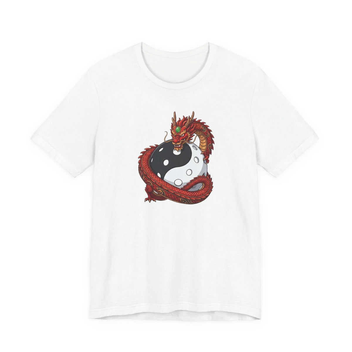 Yin Yang Zen Red Dragon Pickleball T-Shirt Graphic Tee Gift for Men & Women