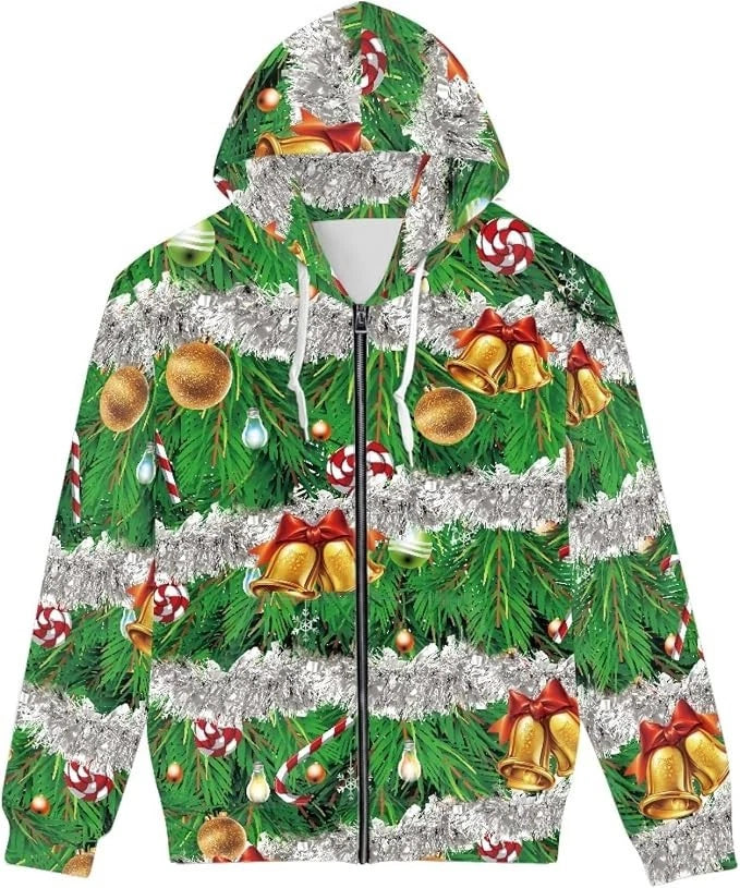 Ugly Christmas Zipper 3D Hoodie Xmas Long Sleeve HS1562