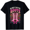 Blame It On The Boots Leopard Print Bow Cowgirl Western Rodeo Gift T Shirt