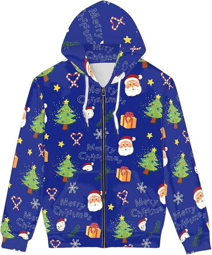 Ugly Christmas Zipper 3D Hoodie Xmas Long Sleeve HS1564