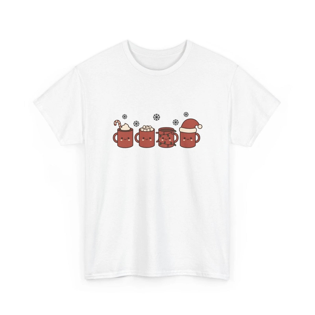 Adorable Hot Chocolate Mugs Shirt Christmas Holiday Gift Women Cartoon Tee Hot