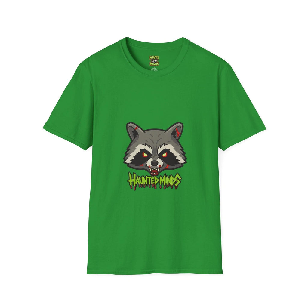 Haunted Minds Rabbid Raccoon Graphic T-Shirt, Unisex Softstyle Tee, Funny Gift