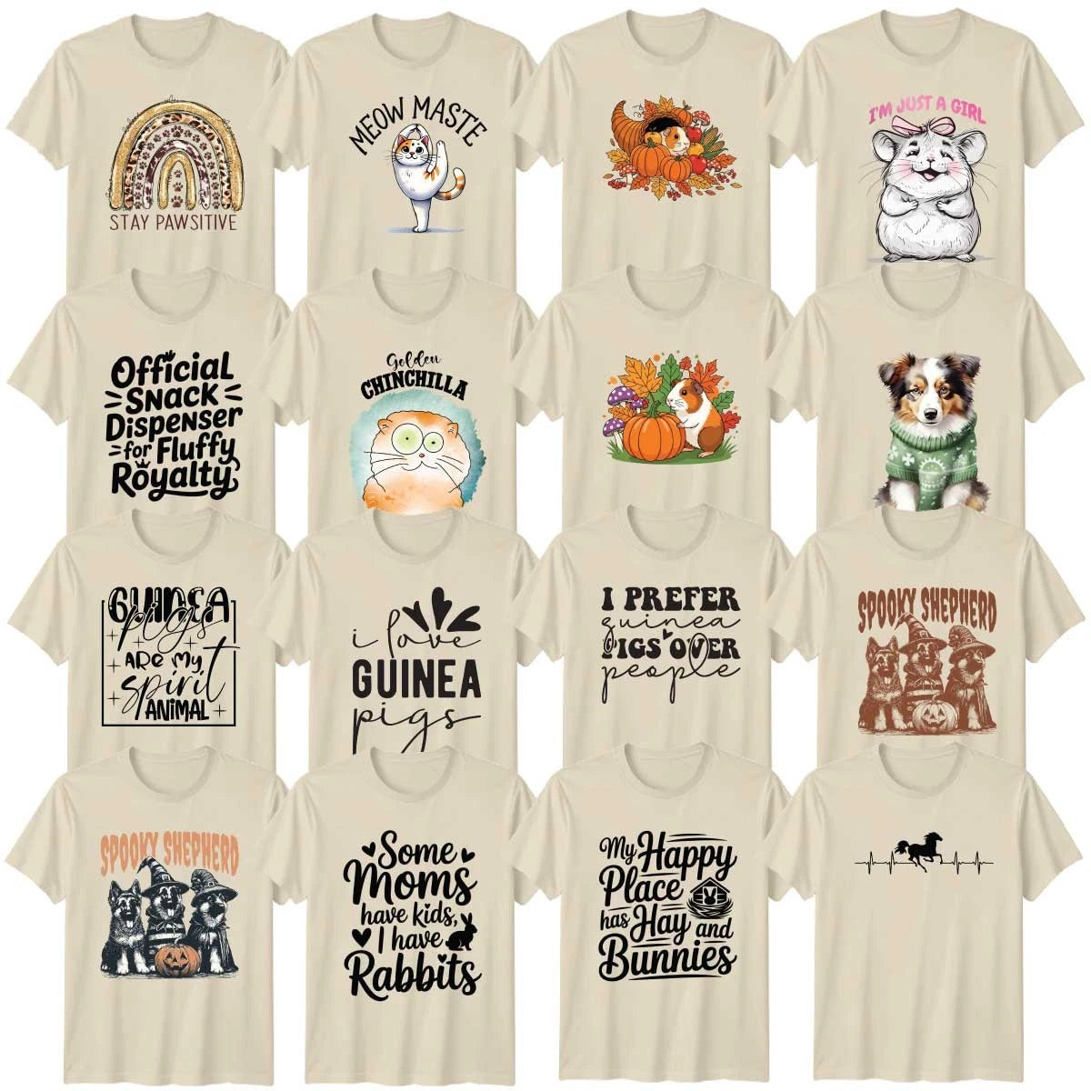 Novelty Pets Farm Animal Adult T-Shirt Guinea Pigs Animal Lover Gift
