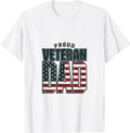 Proud Veteran Dad American Flag Military Retro Patriotic T-Shirt