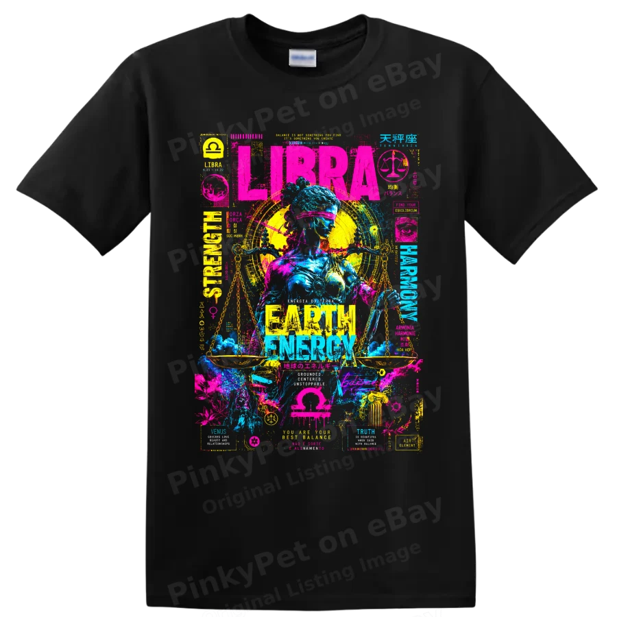 Libra Zodiac Sign Maximalist Astrology Balance Scales Art T Shirt Colorful Tee