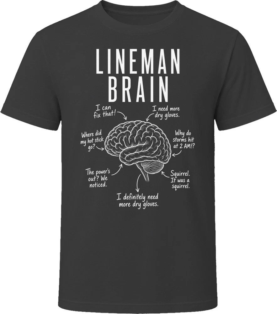 Lineman Brain Funny Power Lineman T Shirt