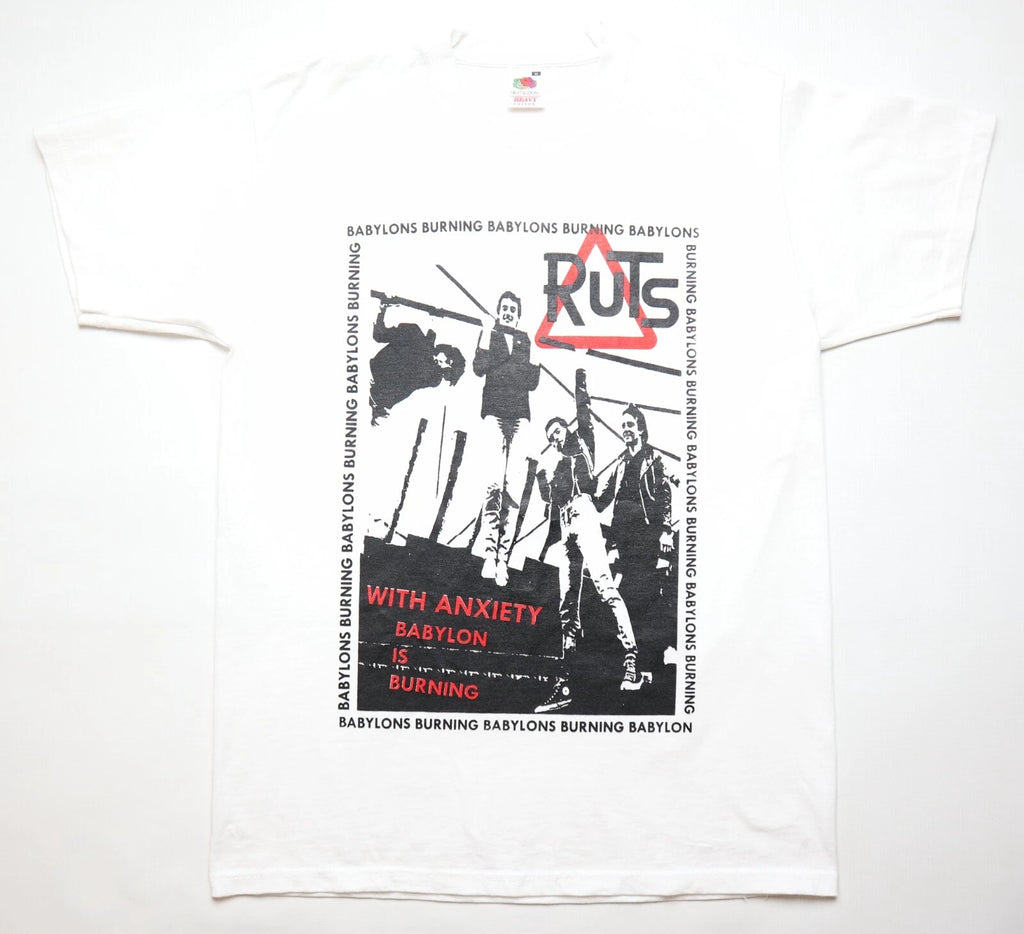 THE RUTS WITH ANXIETY BABYLON IS BURNING 90s VINTAGE GRAPHIC SHIRT JERSEY MENS S
