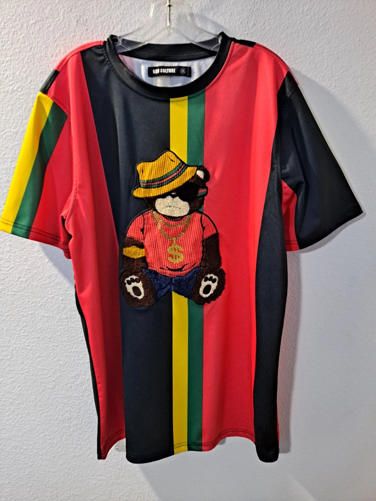 Odd Culture Men's Multicolor Color Block Rapper Bear Trendy Y2K Shirt,  2XL