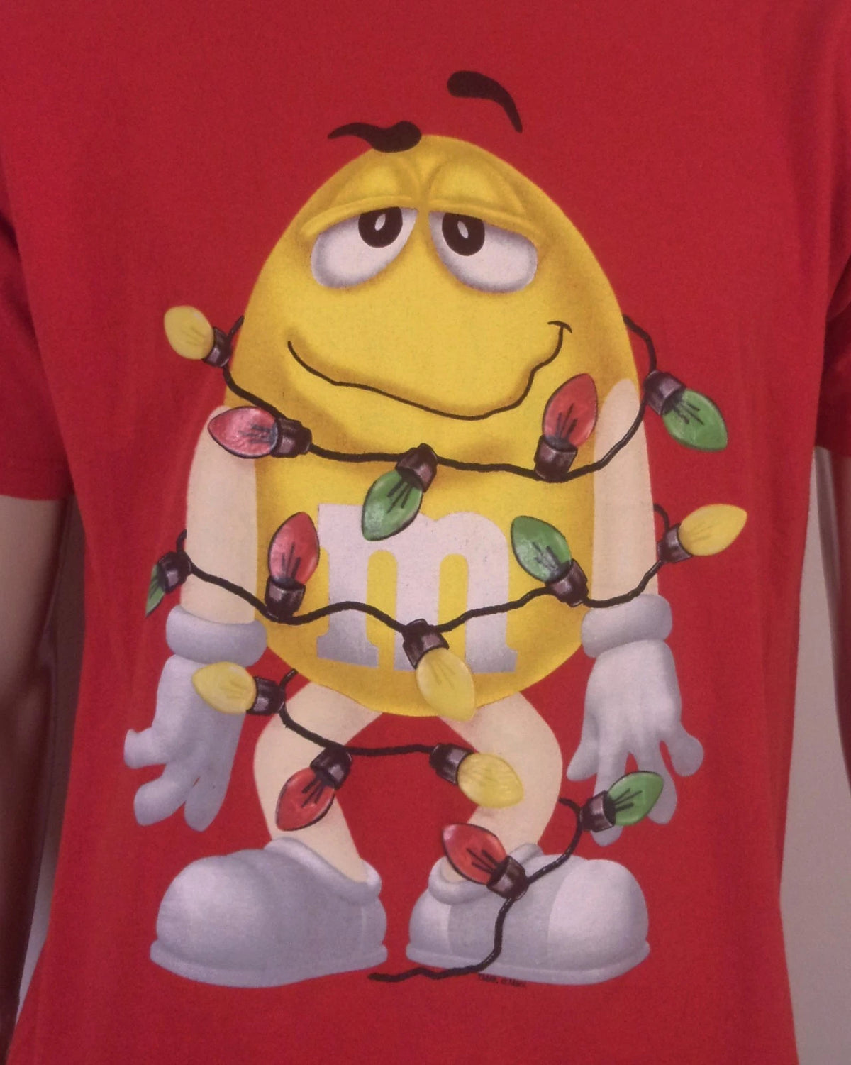 vintage 00s Y2K Peanut M&M T-Shirt Christmas Holiday Textured SZ L