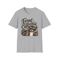 Feral & Caffeinated T-Shirt: Funny Coffee Raccoon Graphic