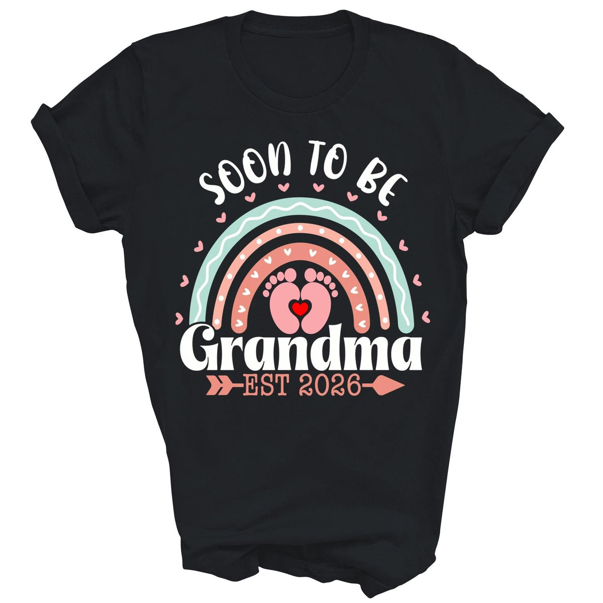 Soon To Be Grandma Est 2026 Rainbow Funny Unisex Shirt Gift