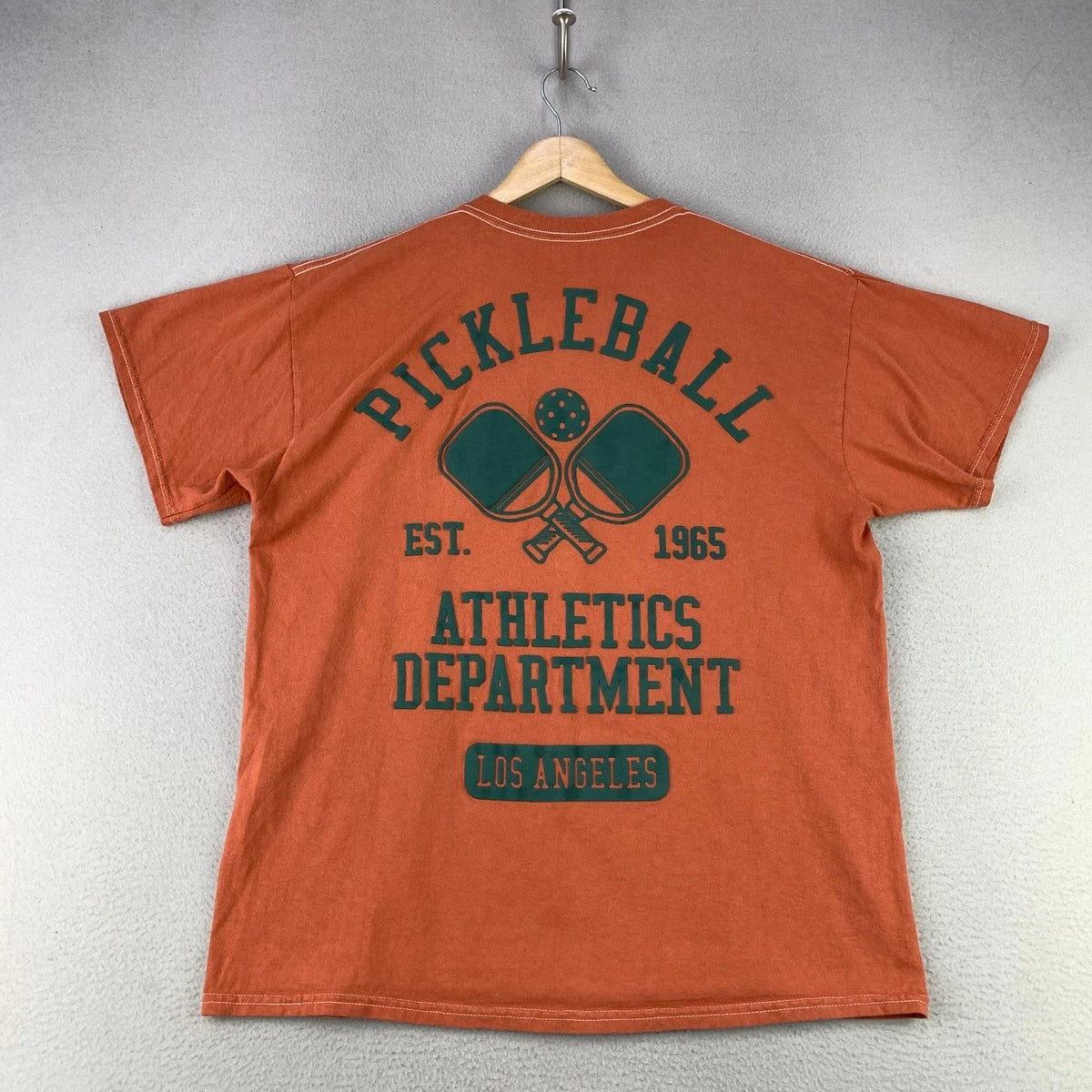 Pickleball Athletics T-Shirt Mens Large Orange Puff Graphic Tee Strange Daze