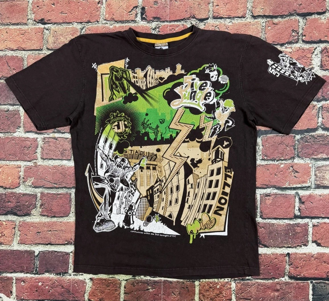 Vintage 5ive Jungle T Shirt Hip Hop Skate Streetwear Y2K Men’s Large NYC Borough