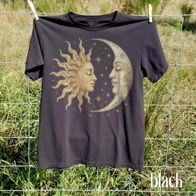 Vintage Sun Moon Celestial Shirt, Retro Mystic Astrology Graphic Tee