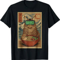Cute Kawaii Gamer Cat Funny Ramen Retro Japanese Cat Gaming T-Shirt