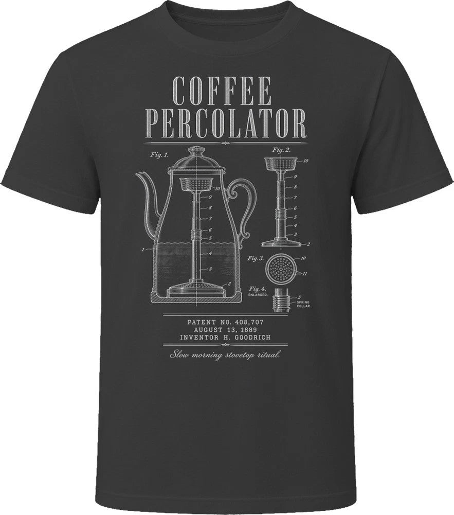Coffee Percolator Patent Blueprint Vintage Barista Coffee Lover Gift T Shirt