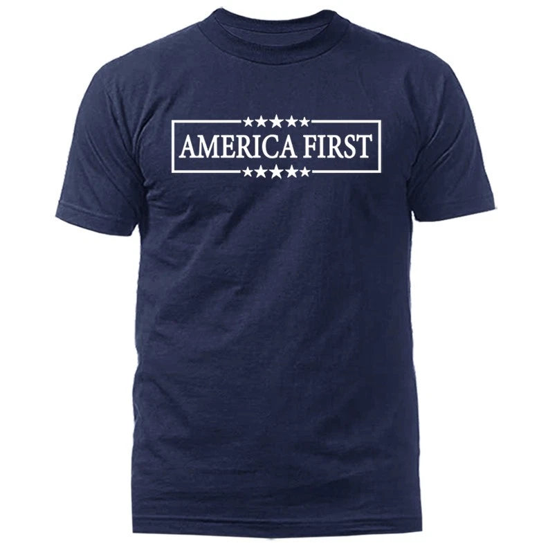 America First Patriotic USA Pride Conservative Political with Stars T-shirt