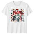 Merry And Bright Christmas Holidays Mens T-Shirt Womens Tee Graphic Top