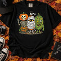 Comfort Colors Halloween Cute Skeleton Mummy Zombie Pumpkins T-Shirt Tee