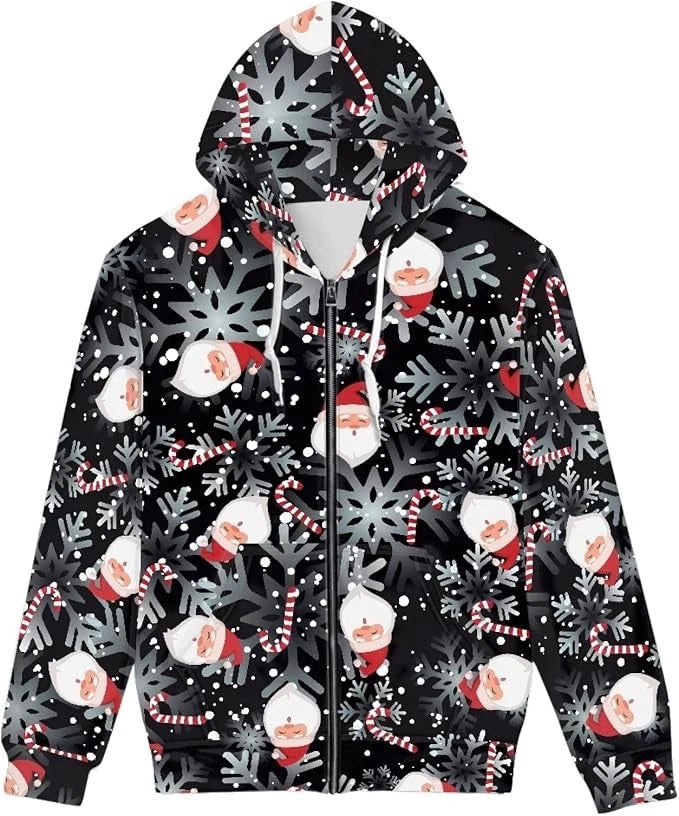 Ugly Christmas Zipper 3D Hoodie Xmas Long Sleeve HS1563