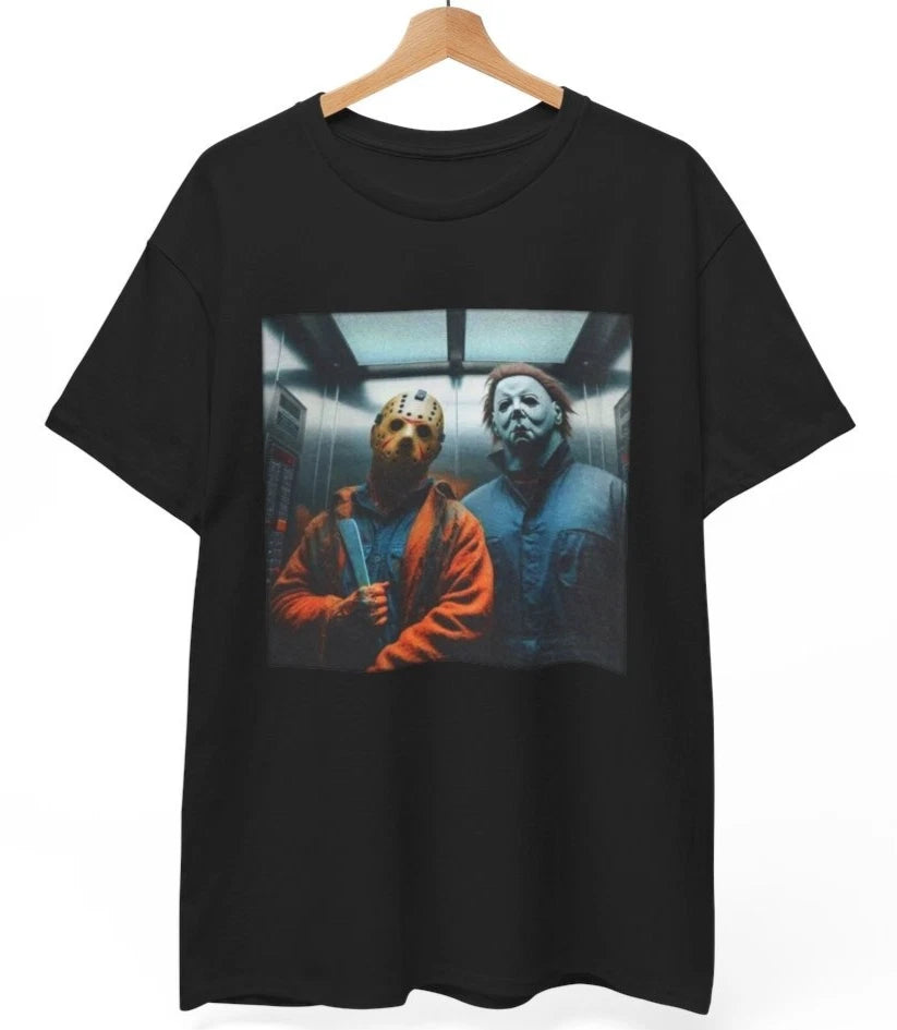 Michael Myers & Jason T-Shirt Horror Movie Halloween Slasher Unisex Tee S-5XL