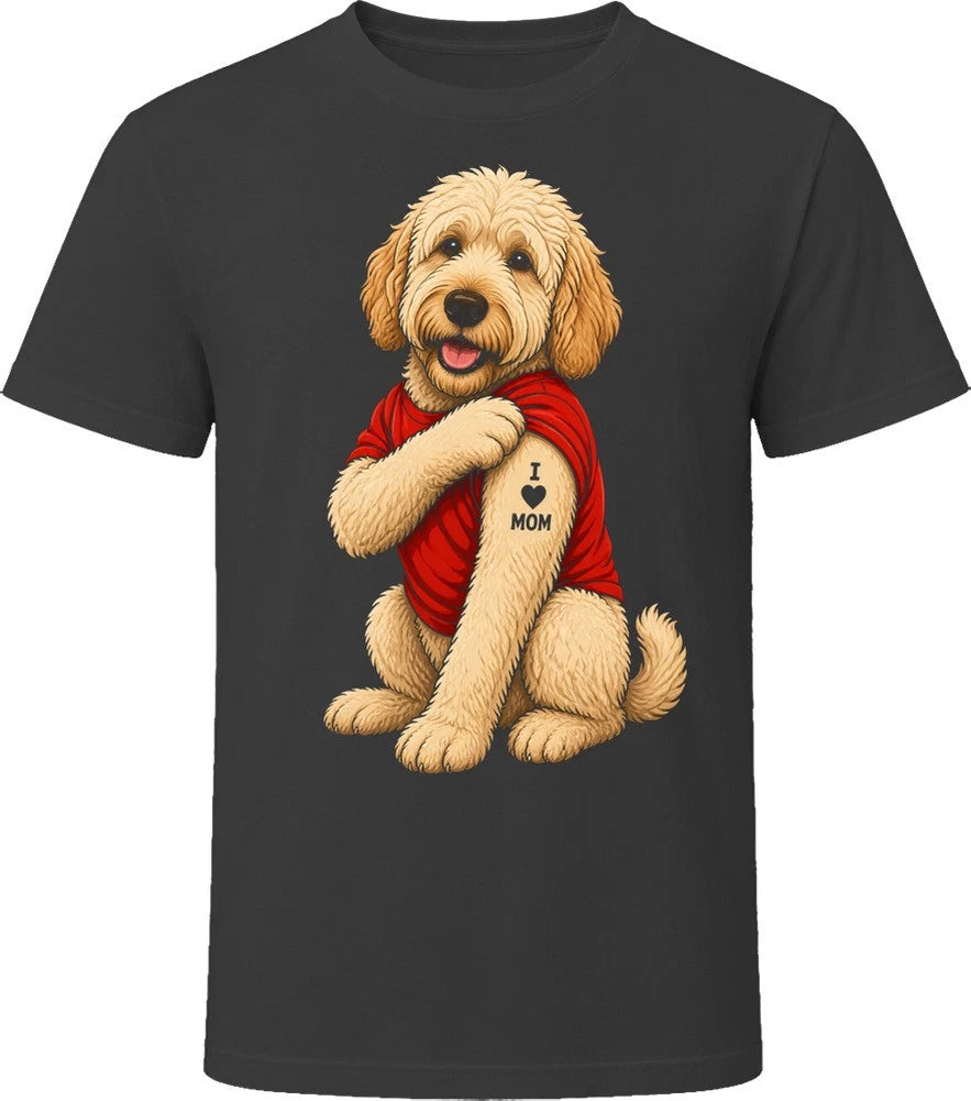 Labradoodle Dog I Love Mom Tattoo Cute Dog Dad Gift T Shirt