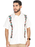 Men's White Mexican Embroidered Guayabera 100% Cotton 603114